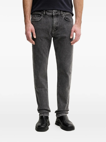  Boss Tonal Topstitching Straight-leg Jeans - Grey 