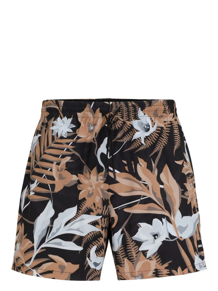  Boss Tropical-print Swim Shorts - Black 