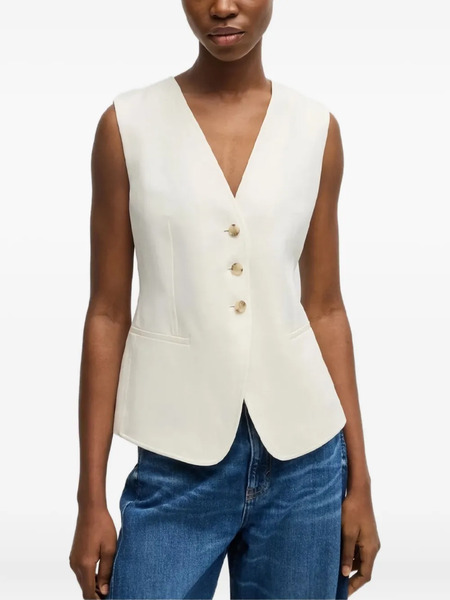  Boss V-neck Buttoned Waistcoat - White 