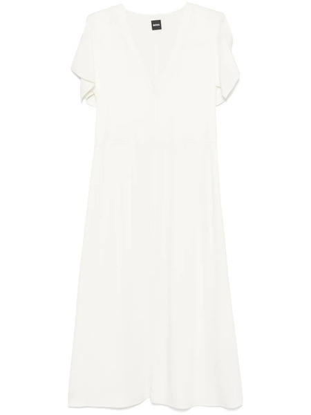 Boss V-neck Midi Dress - White 