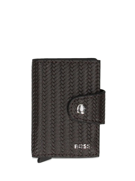  Boss Woven Leather Cardholder - Brown 