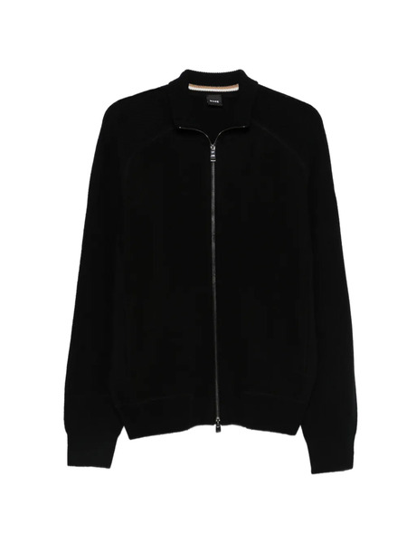  Boss Zip Wool Cardigan - Black 
