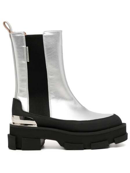  Both Metallic Leather Ankle Boots - Silver 