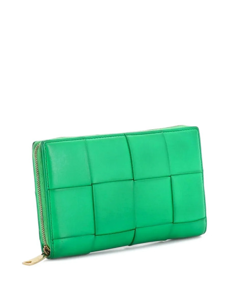  Bottega Veneta Pre-owned Cassette Zip Around Wallet Maxi Intrecciato Leather Long Small Wallets - Green 