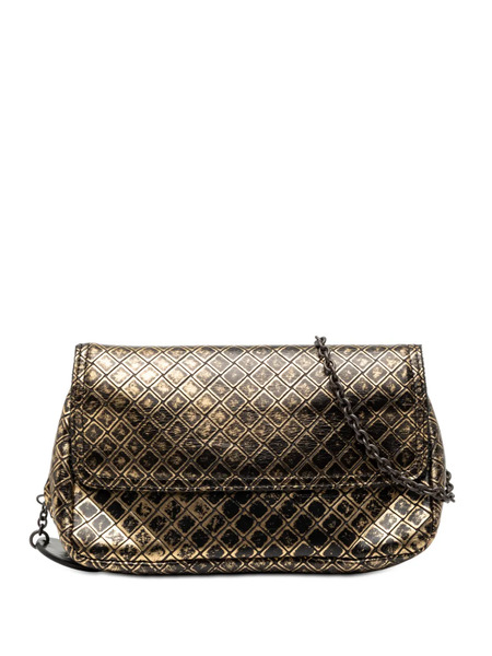  Bottega Veneta Pre-owned 2012-2025 Metallic Calfskin Intrecciomirage Chain Flap Crossbody Bag - Gold 