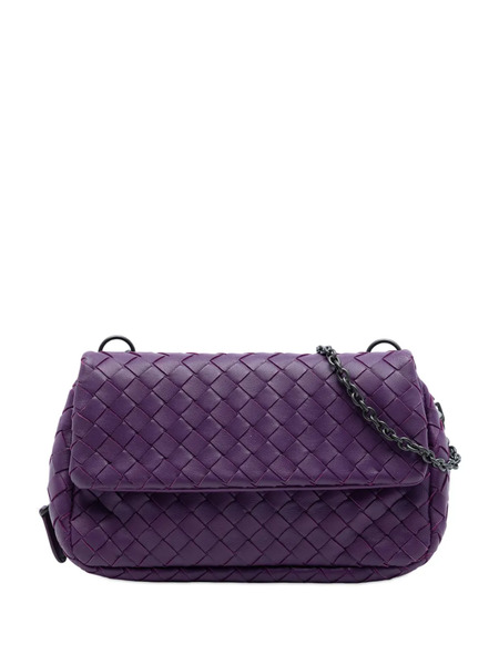  Bottega Veneta Pre-owned 2012-2025 Mini Nappa Intrecciato Expandable Chain Flap Crossbody Bag - Purple 