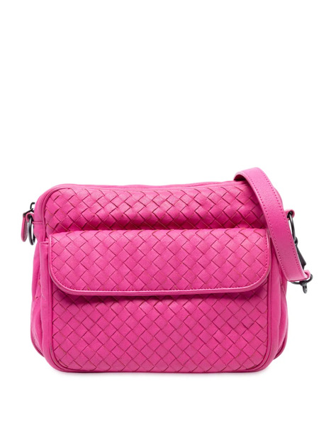  Bottega Veneta Pre-owned 2012-2025 Nappa Intrecciato Front Pocket Messenger Bag Crossbody Bag - Pink 