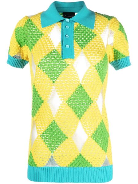  Botter Geometric-pattern Knitted Polo Shirt - Yellow 