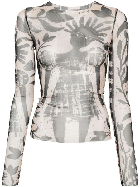  Botter Graphic-print Mesh T-shirt - Neutrals 