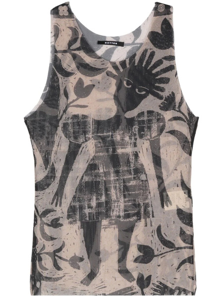  Botter Mix-print Mesh Vest - Neutrals 