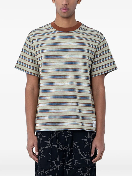  Brain Dead Striped Crew-neck T-shirt - Neutrals 
