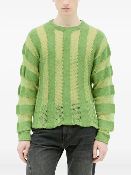  Brain Dead Threadbare Striped Knit Sweater - Green 