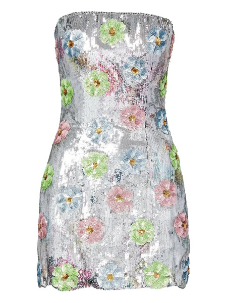  Brandon Maxwell The Esme Sequined Mini Dress - Silver 