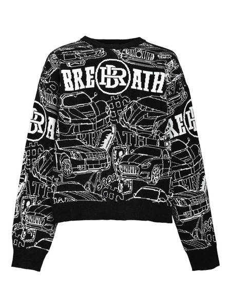  Breath Car-pattern Sweater - Black 