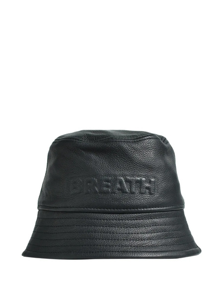  Breath Embossed-logo Leather Bucket Hat - Black 