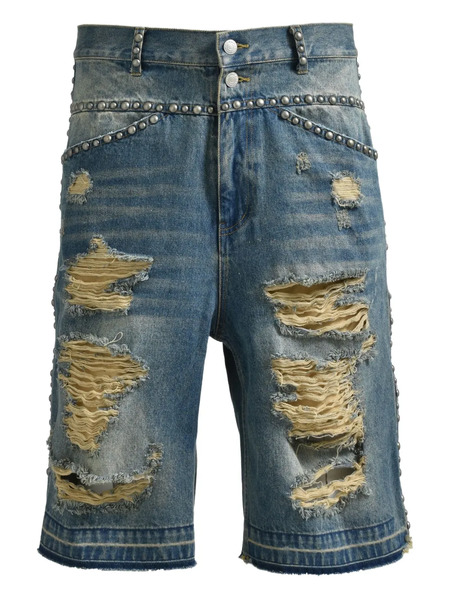  Breath Stud-embellished Shorts - Blue 