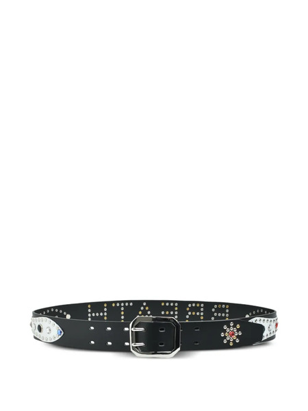 Breath Studded-detail Leather Belt - Black 