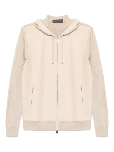  Brett Johnson Mixed Media Full-zip Hoodie - Neutrals 