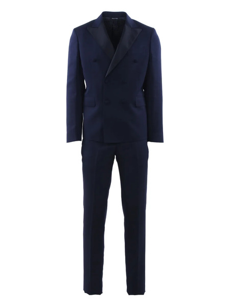  Brian Dales Double-breasted Long-sleeve Suit - Blue 