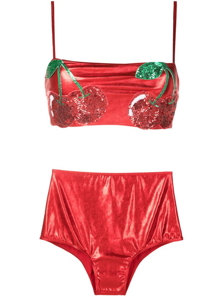  Brigitte Carnaval/festival Sequin-embellished Metallic Bikini - Red 