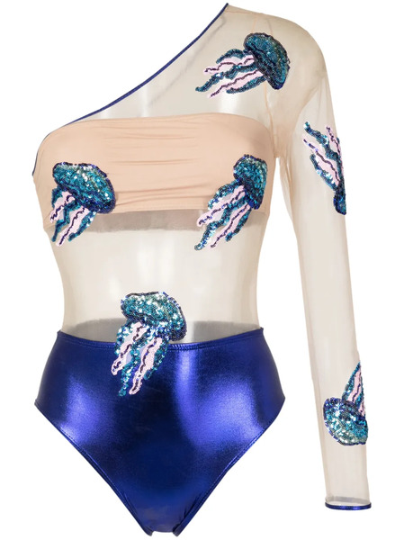  Brigitte Carnaval/festival Sequin-embellished Metallic One-piece - Blue 