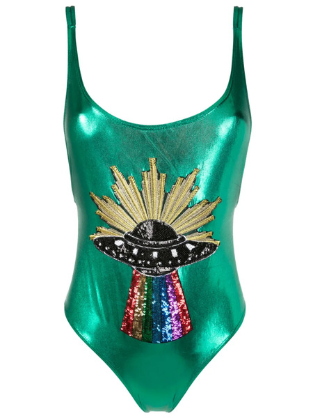  Brigitte Carnaval/festival Sequin-embellished Metallic One-piece - Green 