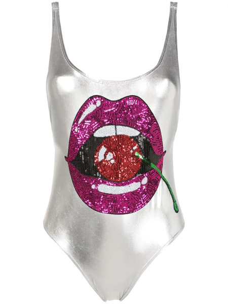  Brigitte Carnaval/festival Sequinned Swimsuit - Silver 
