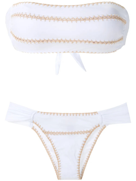  Brigitte Crochet-trim Bandeau Bikini - White 
