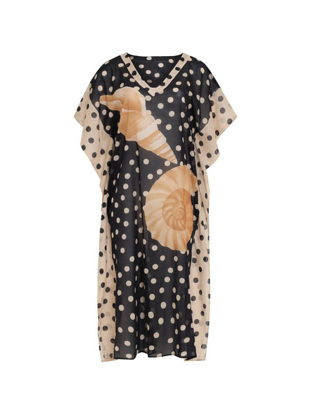  Brigitte Duda Polka-dot Midi Beach Dress - Black 