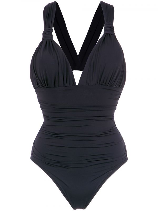  Brigitte Eli Draped Swimsuit - Black 