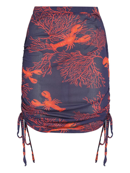  Brigitte Graphic-print Drawstring Skirt - Blue 
