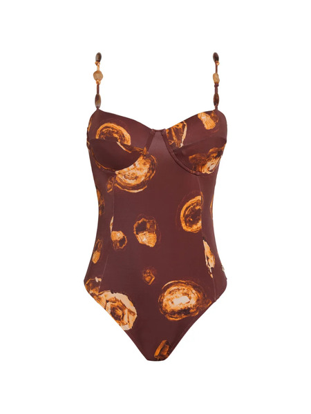  Brigitte Maia Beaded-straps Swimsuit - Brown 