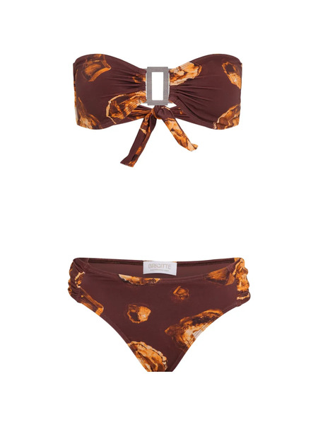  Brigitte Mila Buckle-detail Patterned Bikini - Brown 
