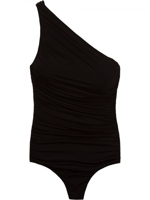  Brigitte One Shoulder Draped Swimsuit - Black 