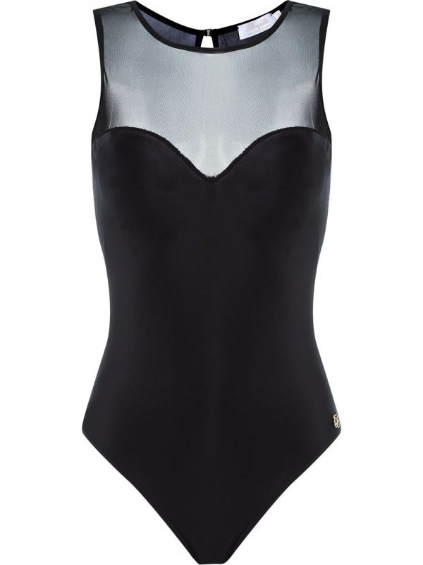  Brigitte Sheer Panel Princesa Swimsuit - Black 