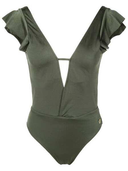  Brigitte Short-sleeved Open-back Swimsuit - Green 