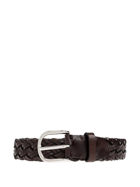  Brioni Braided Leather Belt - Brown 