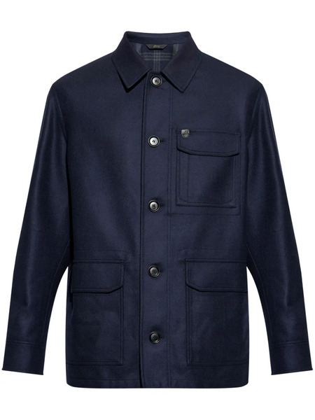  Brioni Buttoned Wool Jacket - Blue 