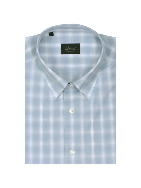  Brioni Checked Shirt - Blue 