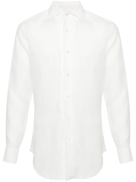  Brioni Classic-collar Linen Shirt - Neutrals 