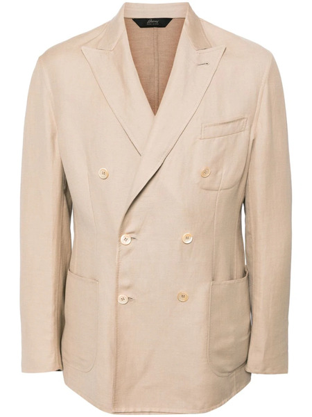  Brioni Double-breasted Linen-blend Blazer - Neutrals 