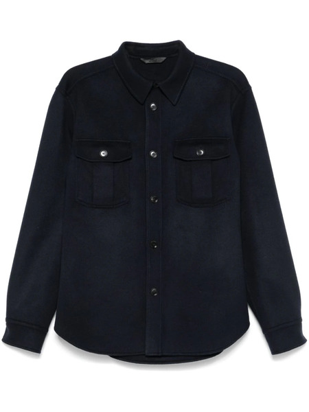  Brioni Felted Shirt Jacket - Blue 