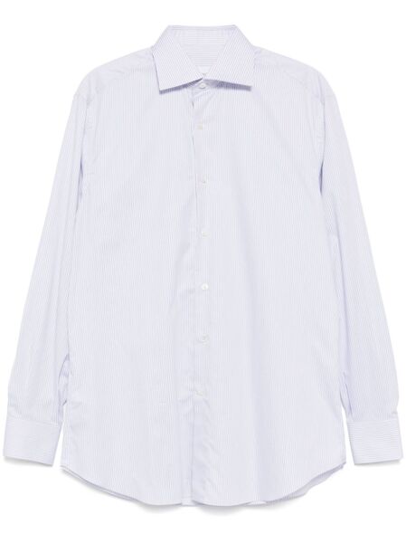  Brioni Horizontal Stripe Shirt - Blue 