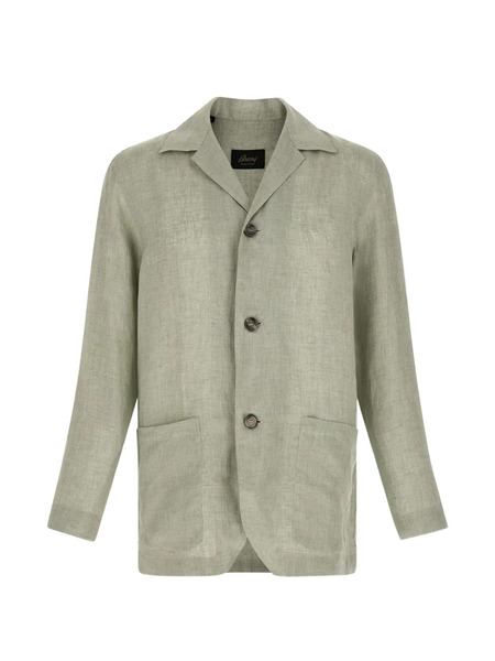  Brioni Patch Pocket Linen Shirt Jacket - Green 