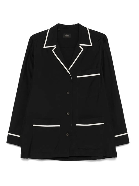  Brioni Piped-trim Pocket Shirt - Black 