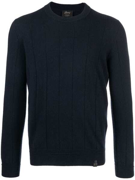  Brioni Vertical-pattern Cashmere Jumper - Blue 