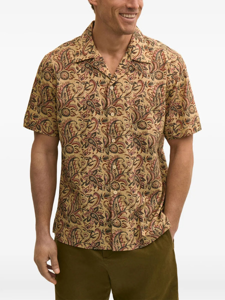  Brooks Brothers Block Print Camp Shirt - Neutrals 