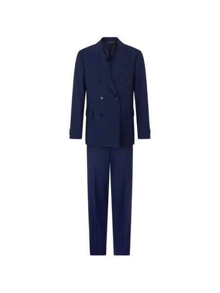  Brooks Brothers Double-breasted Weave Virgin Wool Suit - Blue 
