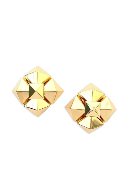  Brooks Brothers 18k Yellow Gold Pyramid Cluster Earrings 