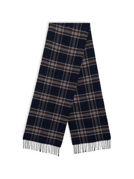 Brooks Brothers Plaid Fringed Wool Scarf - Blue 